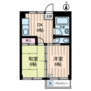 2DK Mansion in Shimmarukohigashi - Kawasaki-shi Nakahara-ku Floorplan