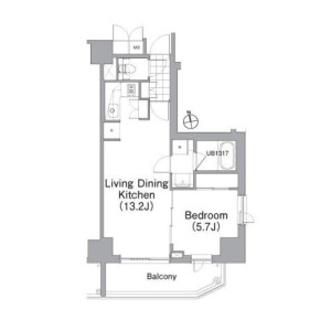 1LDK Mansion in Roppongi - Minato-ku Floorplan