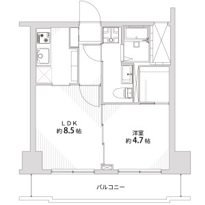 1LDK Mansion in Nishishinjuku - Shinjuku-ku Floorplan