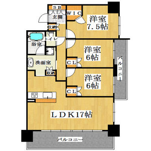 3LDK Mansion in Inari - Osaka-shi Naniwa-ku Floorplan