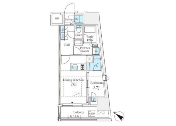 1DK Apartment to Rent in Shibuya-ku Floorplan