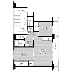 2LDK Mansion in Kuchinohara - Iizuka-shi Floorplan
