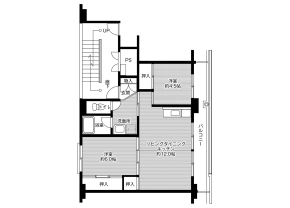2LDK Apartment to Rent in Tottori-shi Floorplan