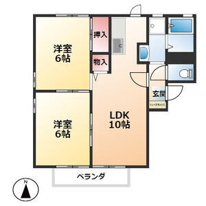 2LDK Apartment in Kamezaki takanecho - Handa-shi Floorplan