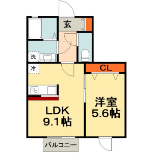 1LDK Apartment in Nishifuna - Funabashi-shi Floorplan