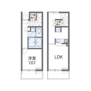 1LDK Apartment in Higashiosawa - Koshigaya-shi Floorplan