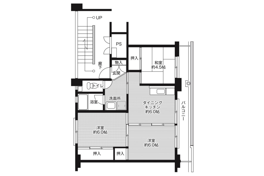 3DK Apartment to Rent in Tohaku-gun Misasa-cho Floorplan