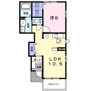 1LDK Apartment in Nakamachi - Nishitokyo-shi Floorplan