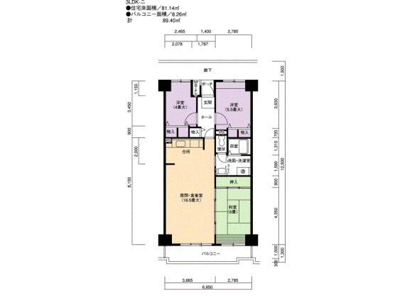 3LDK Apartment to Rent in Nagoya-shi Naka-ku Floorplan