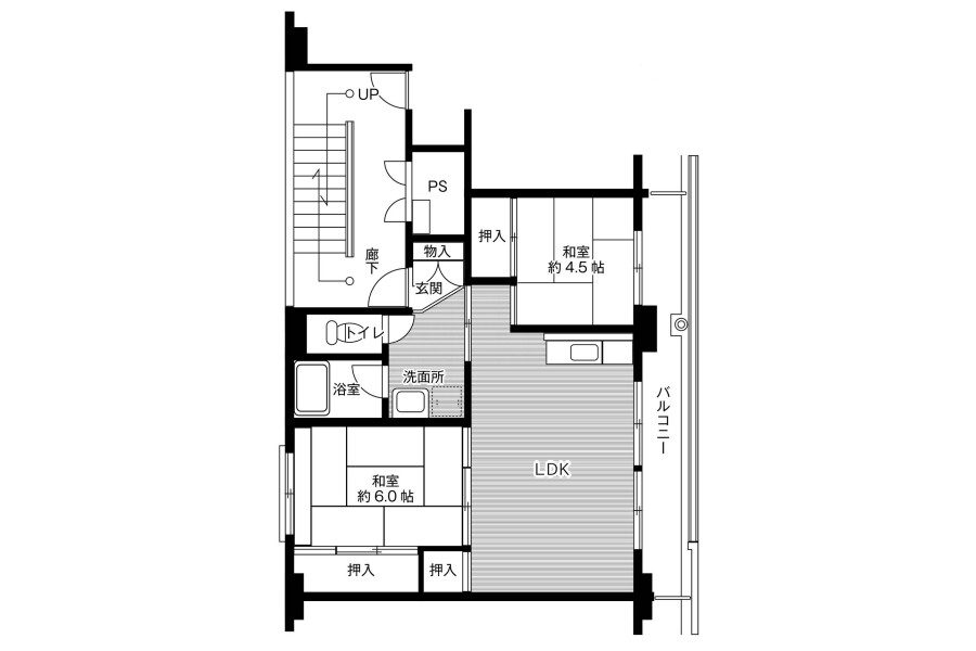 2LDK Apartment to Rent in Ueda-shi Floorplan