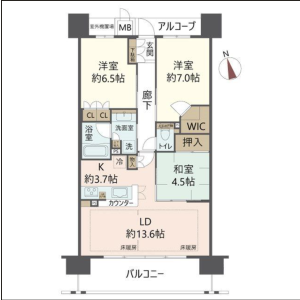 3LDK Mansion in Nagaranishi - Osaka-shi Kita-ku Floorplan