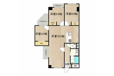 4LDK Apartment to Rent in Kyoto-shi Shimogyo-ku Floorplan
