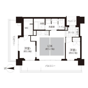 2LDK Mansion in Tojimmachi - Fukuoka-shi Chuo-ku Floorplan