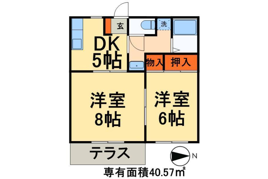 2DK Apartment to Rent in Adachi-ku Floorplan