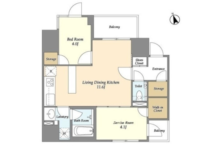 1SLDK Apartment to Rent in Chuo-ku Floorplan