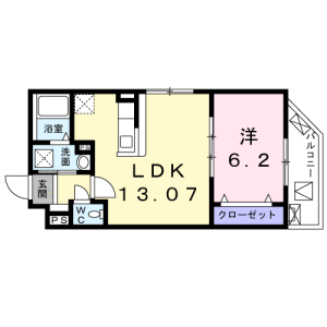 1LDK Mansion in Yoga - Setagaya-ku Floorplan