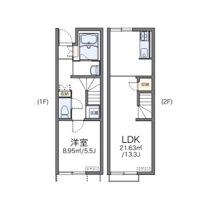 1LDK Apartment in Mukaimachi - Gyoda-shi Floorplan