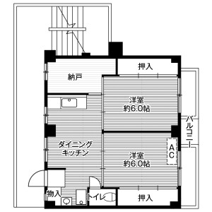 2DK Mansion in Futawa higashi - Funabashi-shi Floorplan