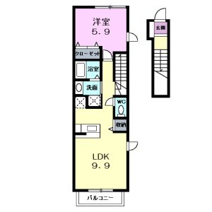 1LDK Apartment in Ikusawa - Naka-gun Oiso-machi Floorplan