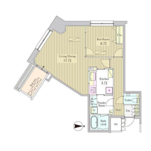 1LDK Mansion in Higashishinbashi - Minato-ku Floorplan