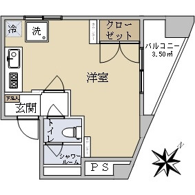 1R {building type} in Aobadai - Meguro-ku Floorplan