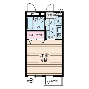 1K 맨션 in Koyasumachi - Hachioji-shi Floorplan