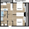 2LDK Apartment to Rent in Osaka-shi Naniwa-ku Floorplan