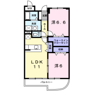 2LDK Mansion in Horinochicho - Kofu-shi Floorplan