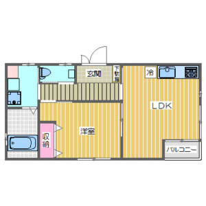1LDK Apartment in Kugahara - Ota-ku Floorplan