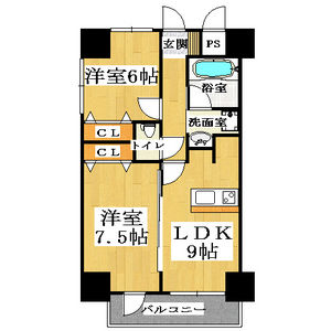 2LDK Mansion in Daikoku - Osaka-shi Naniwa-ku Floorplan