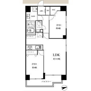 2LDK Mansion in Higashi - Shibuya-ku Floorplan