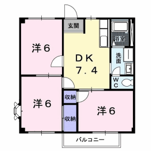 3DK Apartment in Kunugidamachi - Hachioji-shi Floorplan
