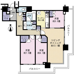 3LDK Mansion in Konan - Minato-ku Floorplan