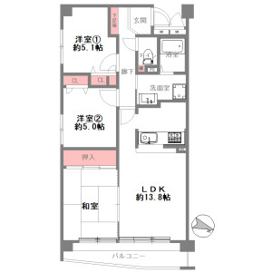 3LDK {building type} in Tomoi - Higashiosaka-shi Floorplan