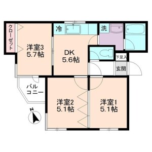 3DK Mansion in Sakurashimmachi - Setagaya-ku Floorplan