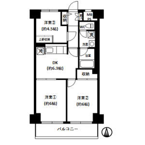 3DK Mansion in Ikebukuro (2-4-chome) - Toshima-ku Floorplan