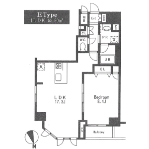 1LDK Mansion in Shimbashi - Minato-ku Floorplan