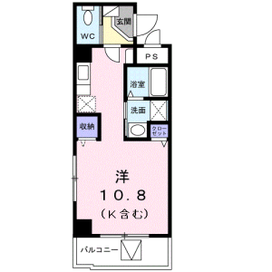 1R Mansion in Kumoji - Naha-shi Floorplan