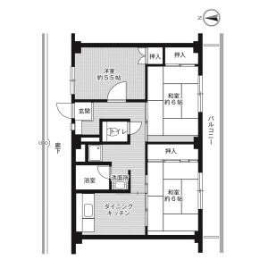 3DK Mansion in Hibaru - Fukuoka-shi Minami-ku Floorplan