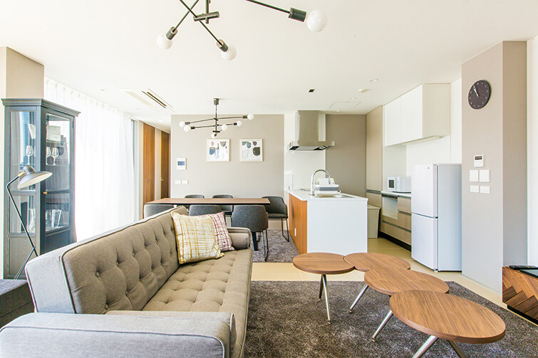 1LDK Serviced Apartment to Rent in Osaka-shi Fukushima-ku Living Room