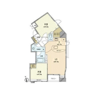2LDK Mansion in Kosugi gotencho - Kawasaki-shi Nakahara-ku Floorplan