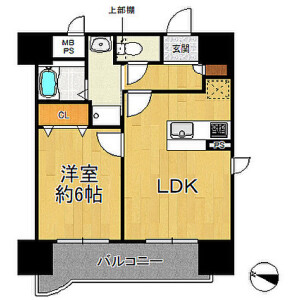 1LDK {building type} in Hamabedori - Kobe-shi Chuo-ku Floorplan