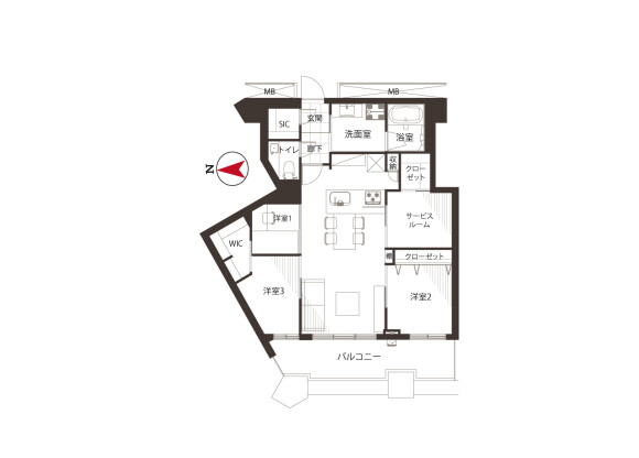 3SLDK Apartment to Buy in Minato-ku Floorplan