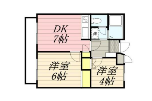 2DK Apartment to Rent in Meguro-ku Floorplan