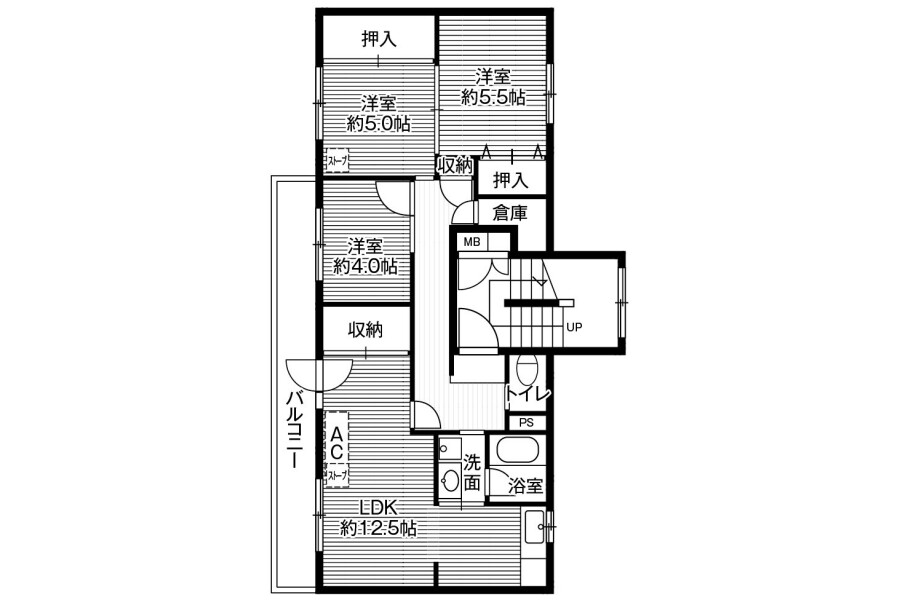3LDK Apartment to Rent in Asahikawa-shi Floorplan