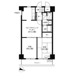 2LDK Mansion in Nishikoiwa - Edogawa-ku Floorplan