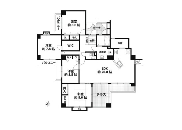 4LDK Apartment to Buy in Toyonaka-shi Floorplan