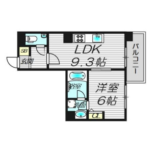 1LDK Mansion in Nagaranishi - Osaka-shi Kita-ku Floorplan