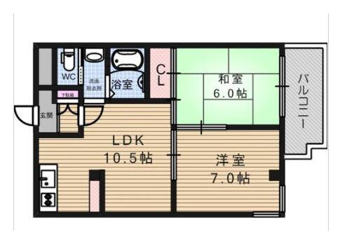 2DK Apartment to Rent in Osaka-shi Ikuno-ku Floorplan