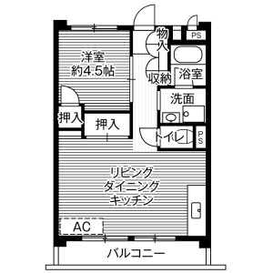 1LDK Mansion in Yanagisaki - Kawaguchi-shi Floorplan